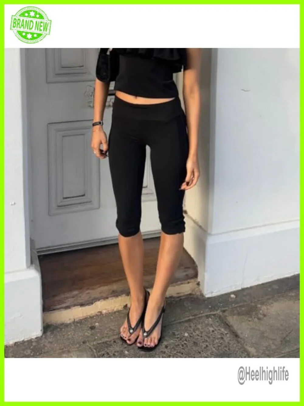 Fold Over Capri Leggings Low Rise Yoga Cropped Pants Going Out Bottoms